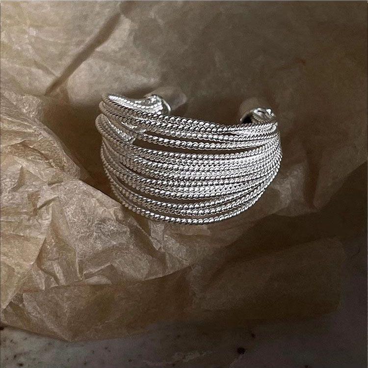 Elegant Women's Layered Open Ring: Unique Design, Exaggerated Stack, High-End Feel