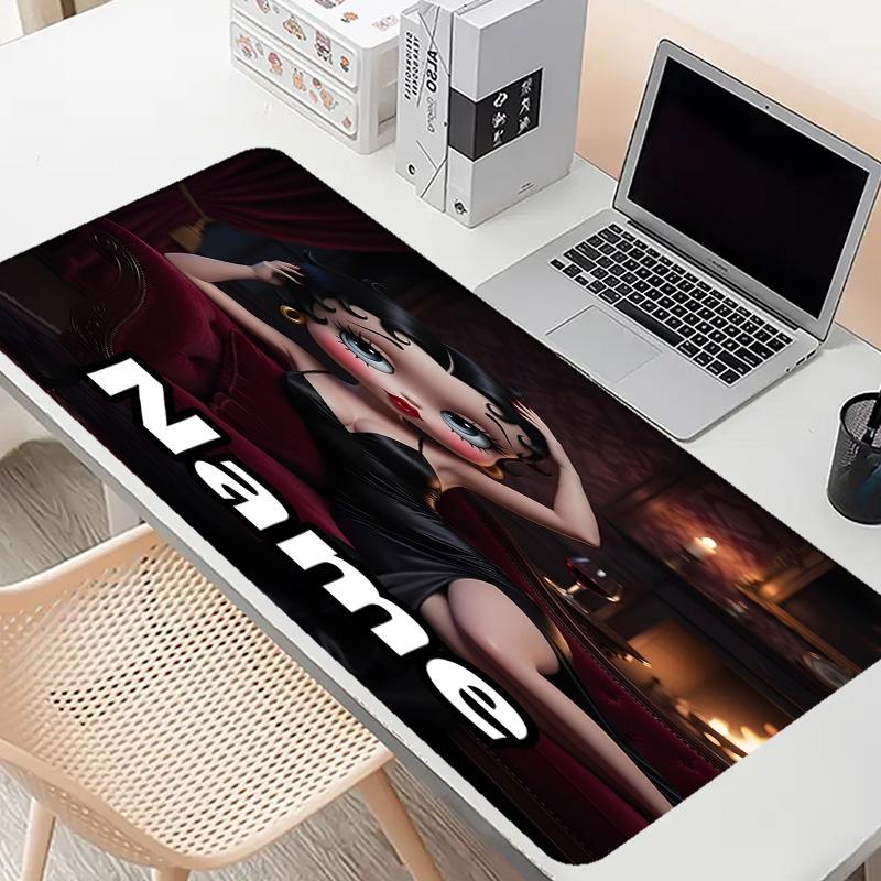 Custom Name Personalized Betty Boop Pattern Mousepad, Laptop PC Desk Mat, Decorative Desk Mat for Home Keyboard Pad Gift