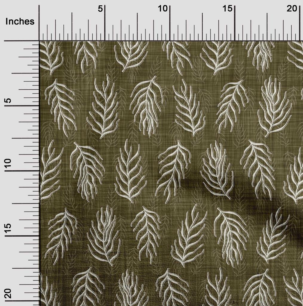 oneOone Cotton Flex Dark Olive Green Fabric Asian Dabu Print Sewing Material Print Fabric By The Yard 40 Inch