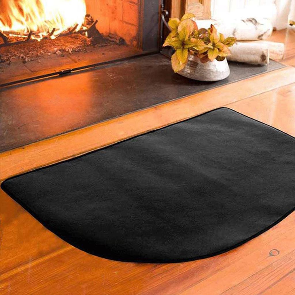 Fireplace Mat Fireproof Indoor Fire Pit Under Grill Mats Protect Floors and Decks From Sparks Embers Black