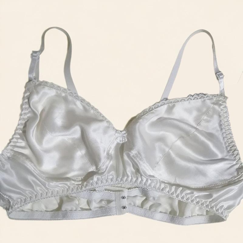 

Mulberry Silk Double-Layer Satin Bra - Anti-Nipple, Ultra-Thin, Wireless & Breathable BC Cup. 44/100B/C белый