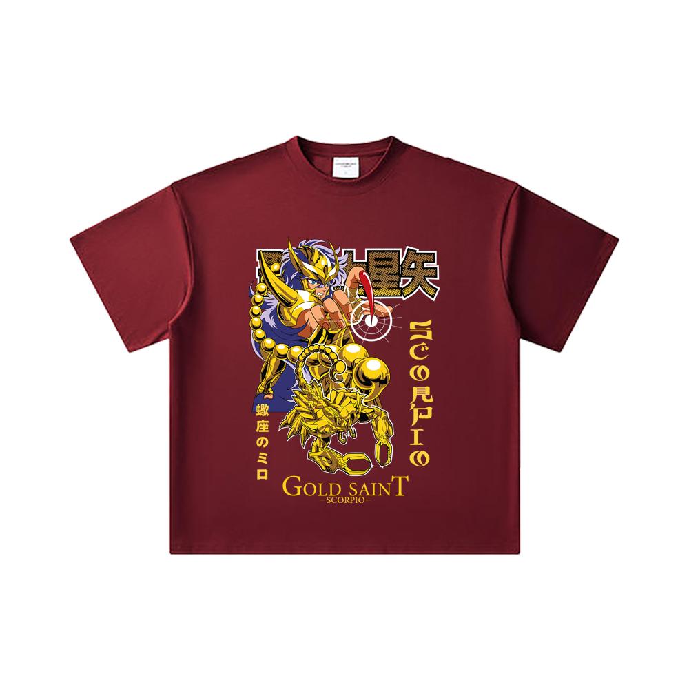 260 GSM Double Yarn 32 Count 100% Cotton Saint Seiya V24 Scorpio Print Unisex Heavy Cotton T Shirt… More