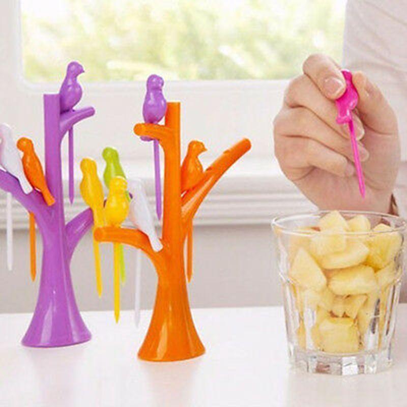Adorably Designed Treetop Bird Fruit Fork With Vibrant Colors And Practical Use