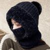 Knitted Hat Thickened and Velvet Hat Scarf Mask One-piece Hat Winter Warm Hat for Women