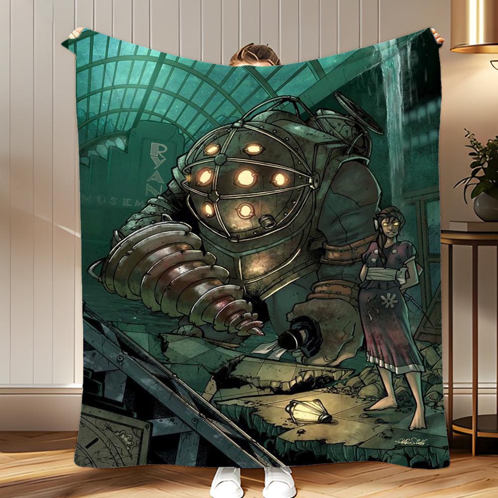 Game Derivative Bioshock Rapture Throw Soft Coral Fleece Blanket 310gsm Fluffy Warm Throw for Sofa Bed Couch Bedroom Decor