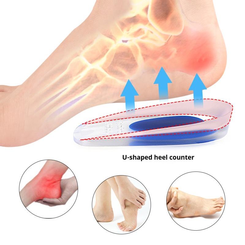1Pair/3Pair Silicone Massager Care Half Heel Insole Orthopedic Insoles for Heel Spurs Pain Foot Cushion Foot Pad Height Increase