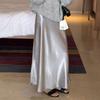 25 Spring and Summer New Vertical and Smooth Silky Glossy Satin Slimming Oblique Cutting A Word Sheath Fishtail Skirt Women