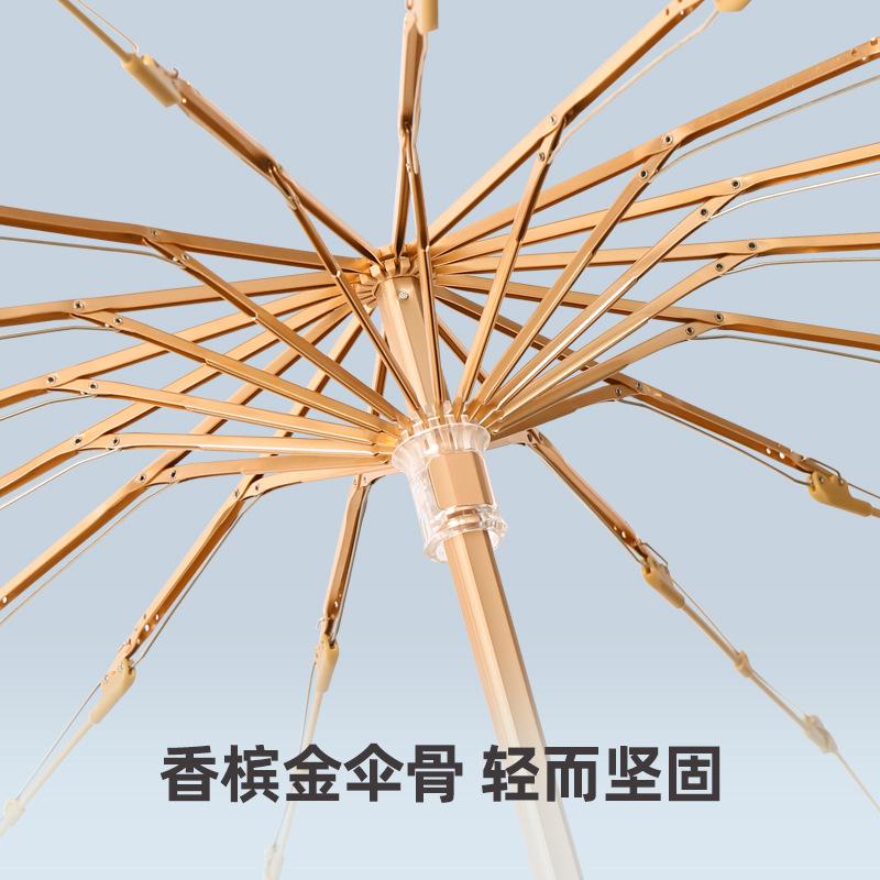 16 Bone Solid Wood Color Glue Folding Sun Umbrella Sunscreen UV Protection Parasol Rain Umbrella Female Umbrella Portable