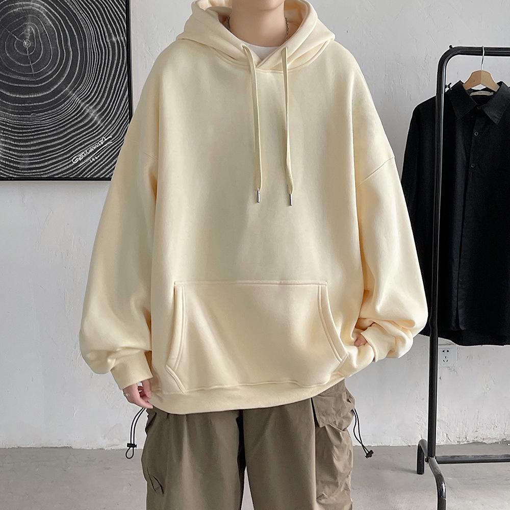 

Мужская однотонная толстовка с капюшоном — корейский стиль, универсальная, бархатная, гонконгский стиль, свободный крой, длинный рукав, для весны и осени L абрикосовый