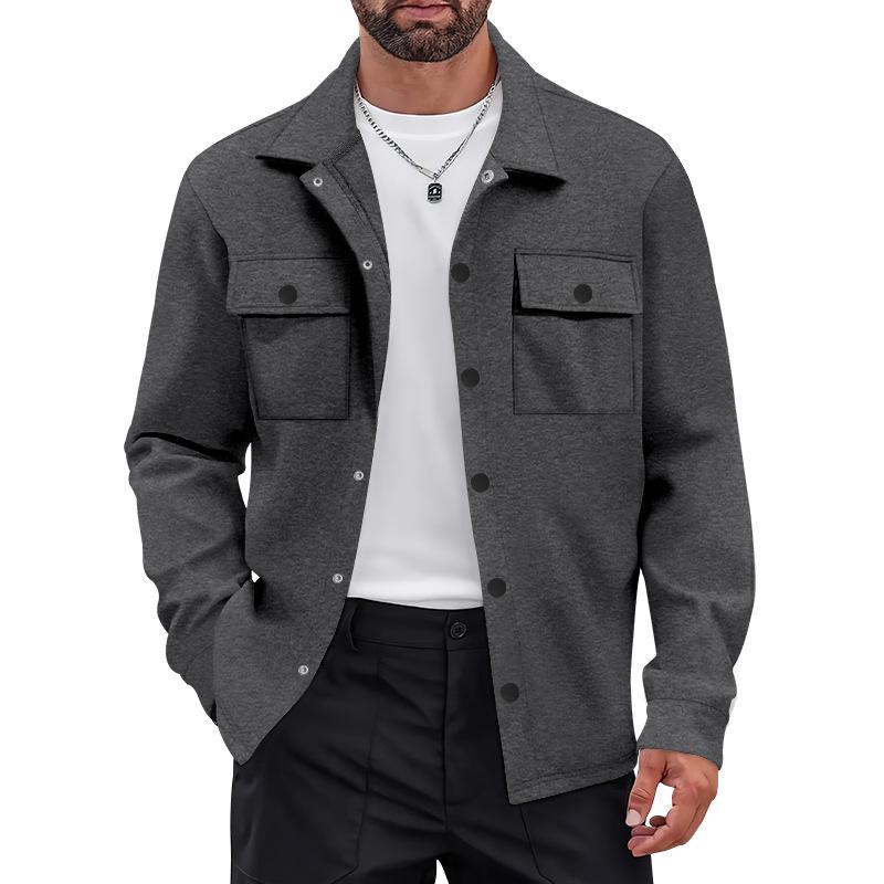 American Style Heavyweight Retro Workwear Jacket - Long Sleeve, Plus Velvet, Warm, Casual, Loose Fit