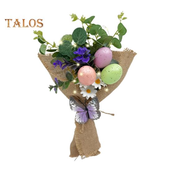 

Искусственные цветы для пасхальных яиц, ручные весенние цветочные стебли, пестрые украшения для пасхальных яиц со светодиодной подсветкой для настольных украшений A