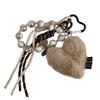 Bow Beaded Leather Love Keychain Stuffed Korean Charm Rope Keyring  Birthday Gift