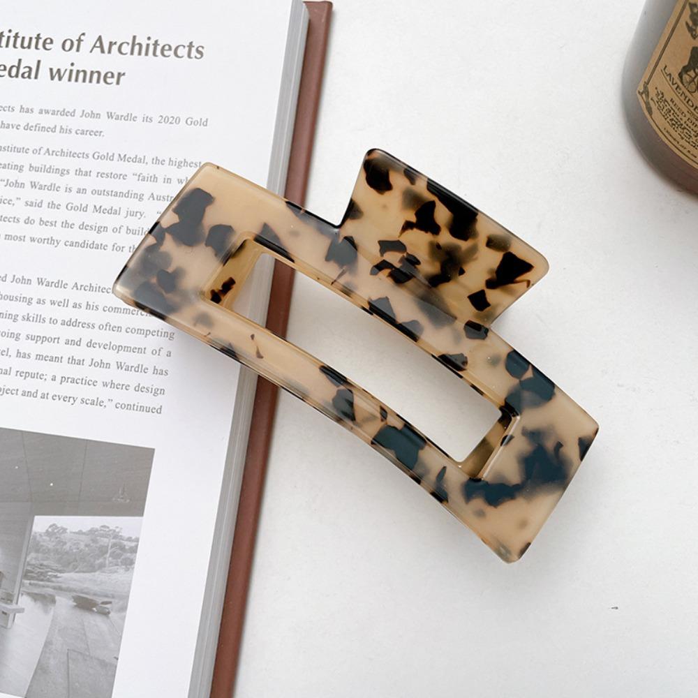 French Style Rectangular Hollow Hair Claw Colorful Shark Clip Acetic Acid Hair Clip  Travel
