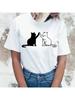 Cute Cat T-Shirts For Wounisex Summer Tee Shirt Femme Casual Short Sleeve Round Neck Tops T-Shirts