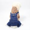 College-Stil Herbst- und Winter-Haustierkleidung gestreiftes Denim Hunde-Vierbeiner Teddy Corgi Träger-Einteiler