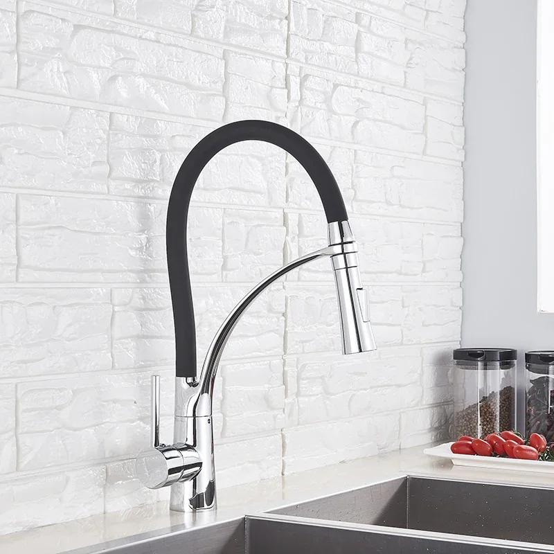 Hot and Cold Mixing Tap Kitchen Washbasin Sink Faucet Kitchen Faucets Single Handle Rotation Pull Out Sprayer Tap Deck Mounted