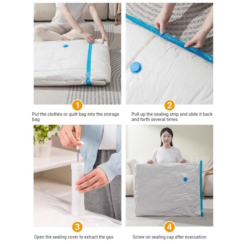 1/3/5pcs Vacuum Storage Bags Seal Bag with Valve Vacuum Space Saving Clothes Organizer Wardrobe Pillow Bedding Blanket Storage
