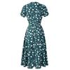 Bohemian Beach Dress Women Chiffon V Neck Short Sleeve High Waist Big Hem Spring Summer Print Sizes S to XXL