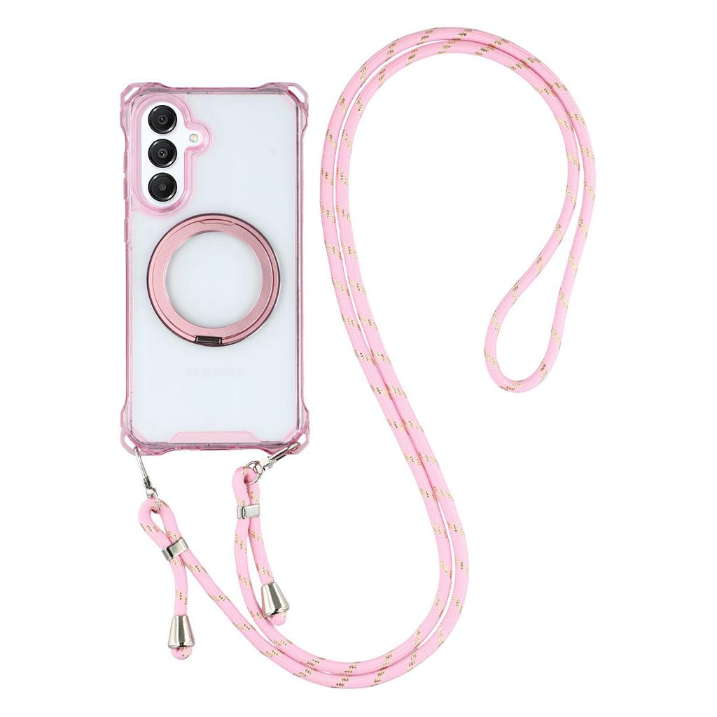 For Samsung Galaxy A55 5G Magnetic Case Ring Kickstand TPU+PC Phone Cover with Lanyard