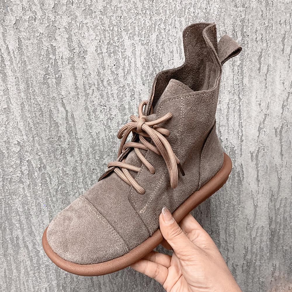 

Кожаные женские ботинки на шнуровке, осенне-зимние ботильоны большого размера, повседневные ботинки на плоской подошве, нескользящие, теплые меховые зимние ботинки, плюшевая женская обувь 43