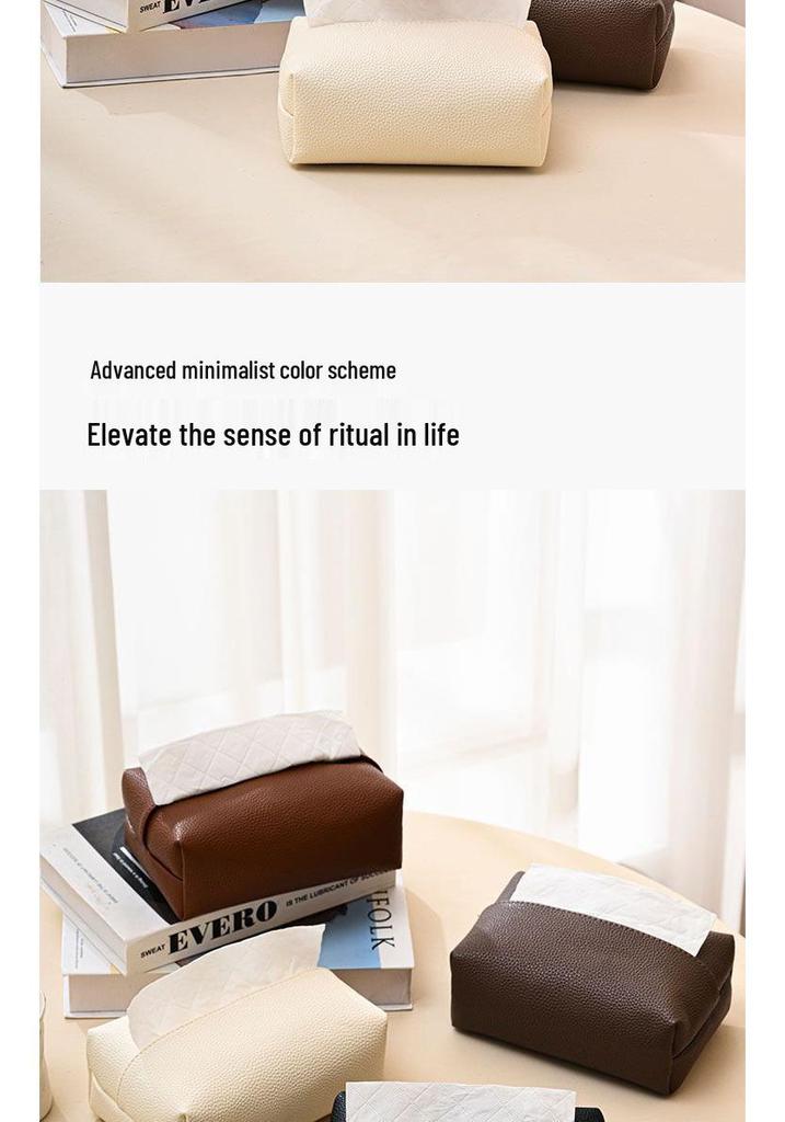 Lychee Pattern Leather Tissue Box for Home, Living Room, Hotel, or Restaurant - Stylish and High-Quality Napkin Holder