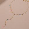 Multi-color Faceted Cubic Zirconia Water Drop Double-Layer Y-Chain Necklace