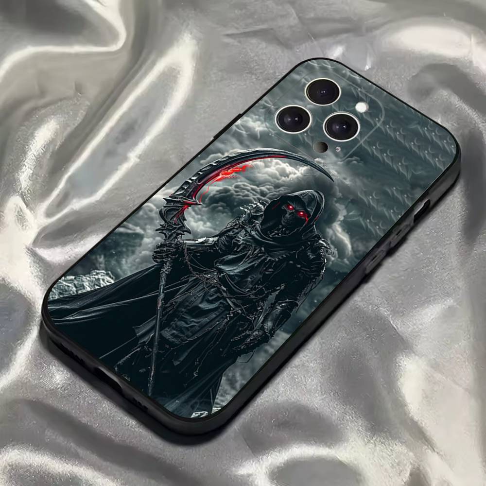 Santa Muerte Art Phone Case For iPhone 16,15,14,13,12,11,Pro,Max,Plus,X,XS,SE4,E,Mini,Soft Black Case