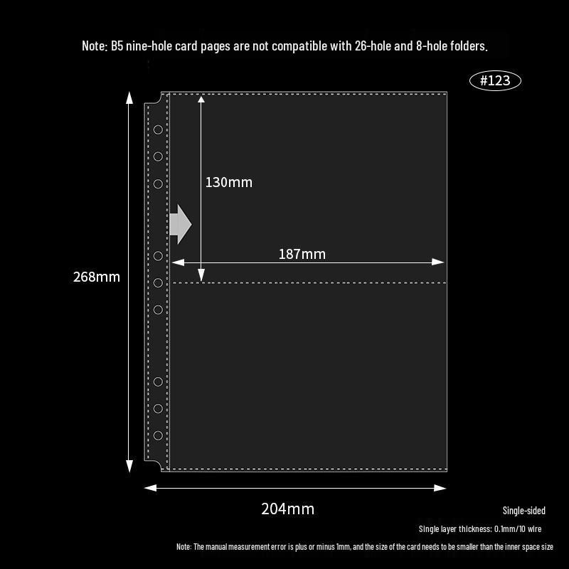Pocket-Style Transparent PP Card Album Pages: A4/A5/A7/M5, Two To Nine Pockets, Loose-Leaf Storage Album.