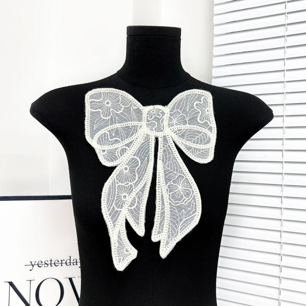 Stylish Bowknot Wool Embroidered Beaded Applique Corsage Flower Collar