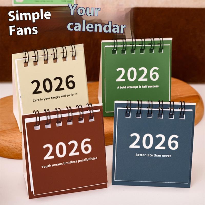 2025-2026 Mini Simple Calendar Small Desk Calendar Creative Coil Calendar Planner Desktop Decoration Office Stationery
