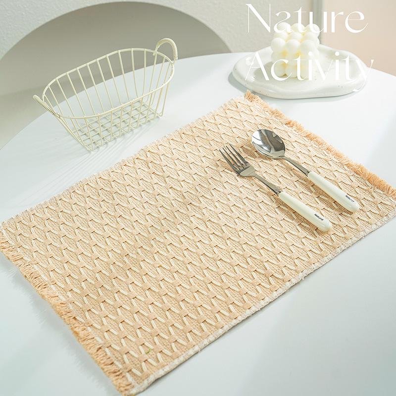 New Chinese Style Cotton-Linen Woven Placemat Coaster & Heat-Resistant Dining Table Mat for Kindergarten.