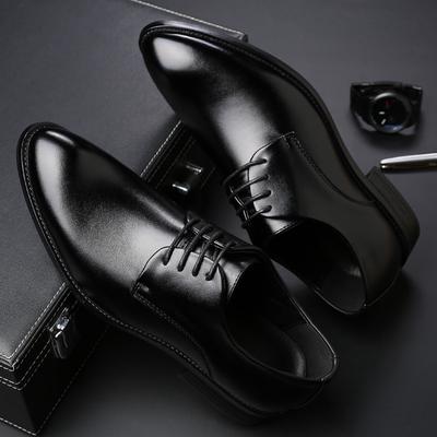 Chaussures en cuir respirant pour hommes chaussures formelles de travail pointues à lacets plates chaussures de mariage pour hommes grande taille wish2025