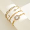 4 Piece Set Women Zircon Fashion Versatile Retro Personality Fried Dough Twists Bracelet Imitation Gem Punk Bracelet Bracelet