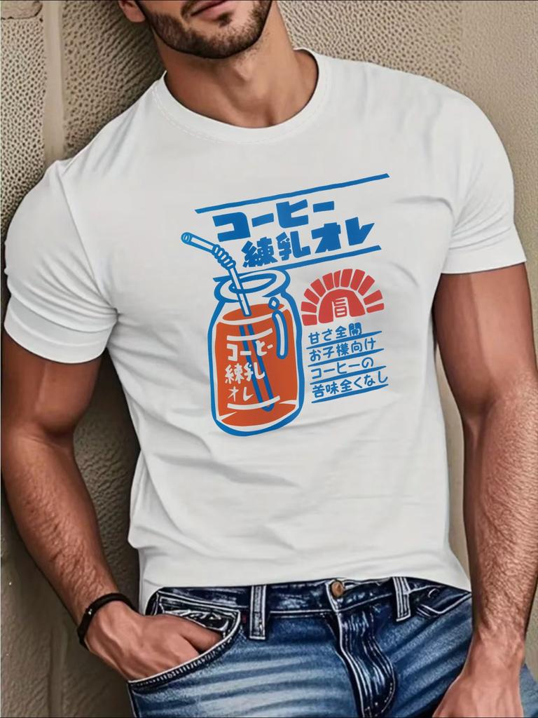Summer Adult Mens Cotton Loosefitting Breathable Shortsleeved Tshirt Cartoon Design Comfortable Simple Suitable Daily Wear