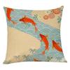 Japanese Style Cotton Linen Cushion Cover For Sofa Fish Series Pillow Cover Home Decorative 45X45Cm Fundas De Cojin