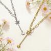 Double Star Geometric Tassel Hanging Pendant Necklace Stainless Steel Gothic Punk Chain Fashion Necklace Women's Jewelry