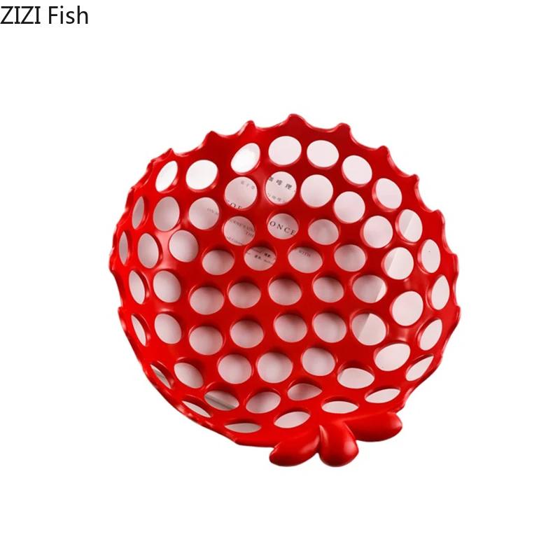 Hollowed Out Fruits Bowl Snacks and Nuts Storage Tray Fruits Drain Bowl Home Kitchen Dessert Cutlery Minimalism Round Plates