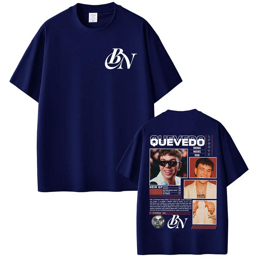 Rapper Quevedo Buenas Noches Tour 2025 T-Shirt Unisex Women Retro O-Neck Oversized Cotton T Shirt Hip Hop Fans Gift Clothing Tshirt