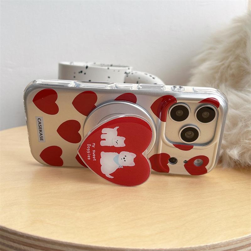 

Stylish Heart Puppy Stand Phone Case for iPhone 17/16 Pro Max/15/14 - Women s Edition iPhone 14