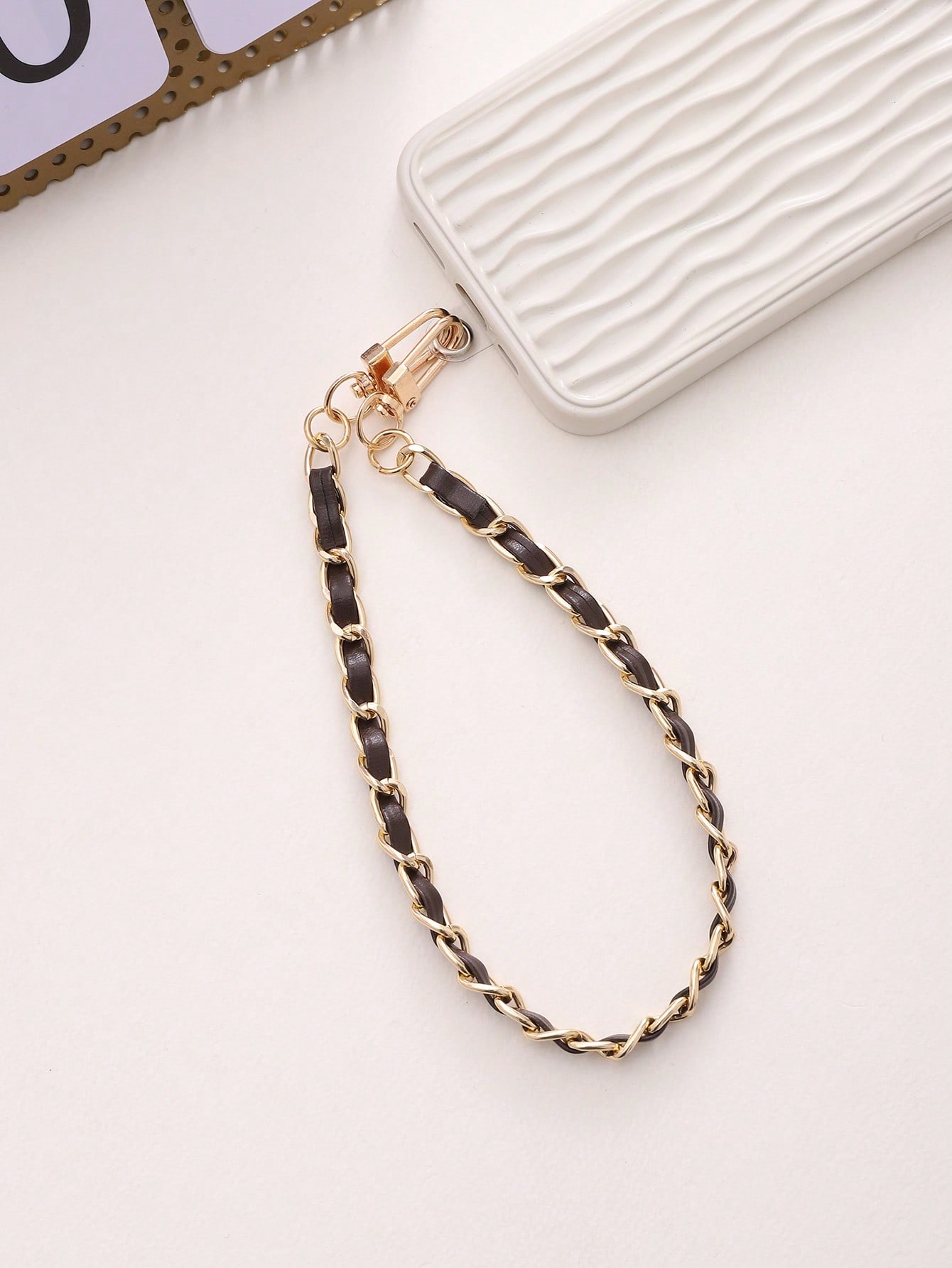 

Colorful PU leather clip chain short mobile phone chain with transparent card