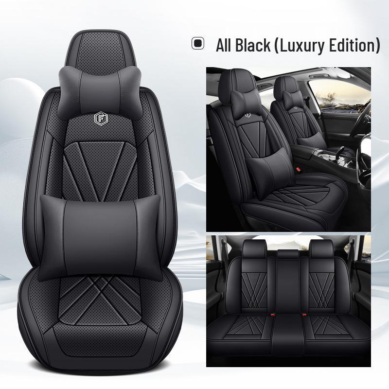 Premium Nappa Leather Car Seat Cushion, Stain-Resistant, Breathable, Full Coverage for All Seasons