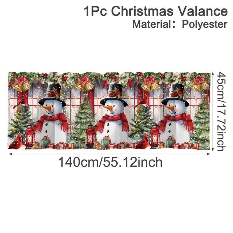 Christmas Short Curtains Valances Christmas Decorations for Home 2026 Xmas Ornaments Windows Treatments for Kitchen Bathroom