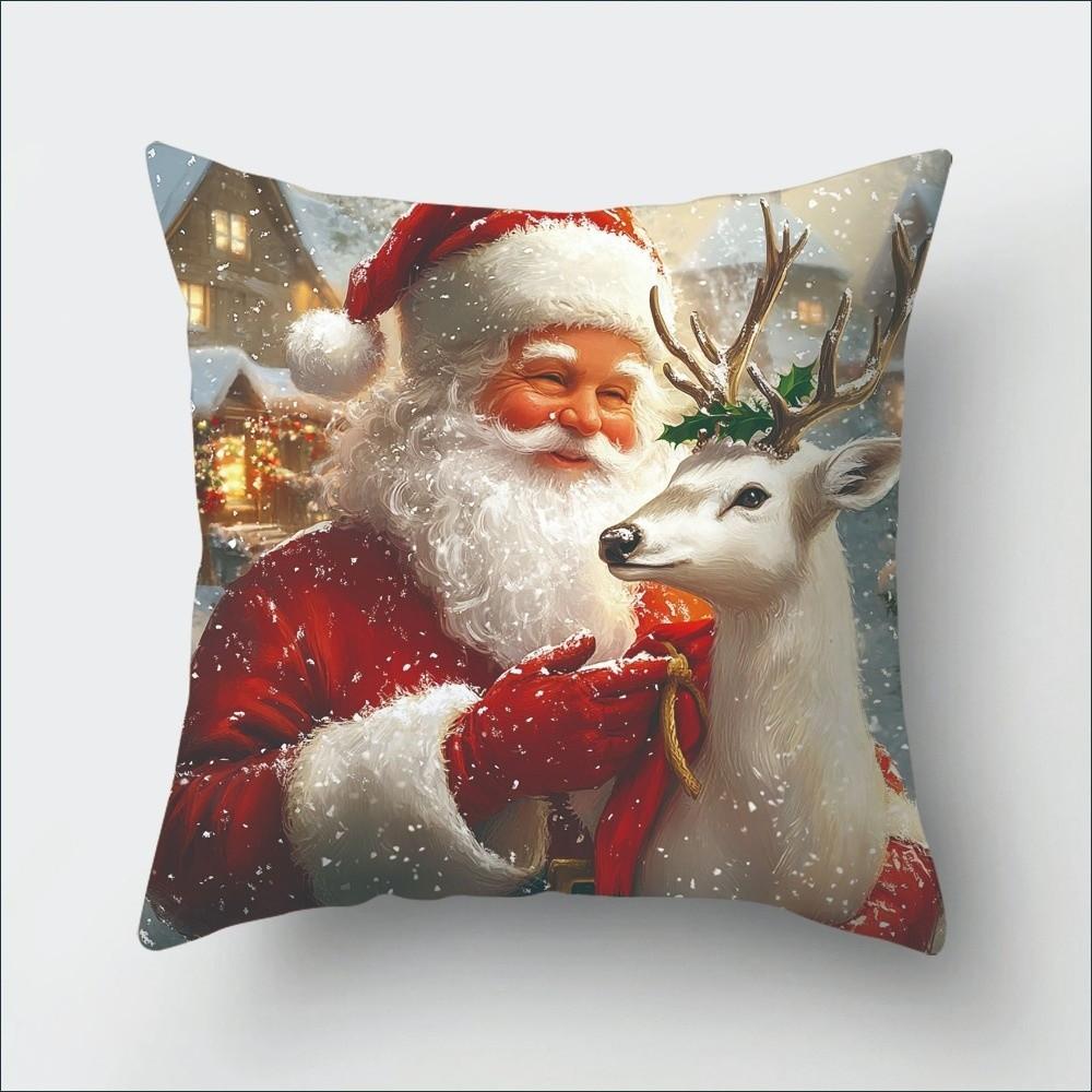 

New Year Santa Claus Throw Pillow Covers Snowman Decorative Pillowcases Cushion Covers Home Decor C