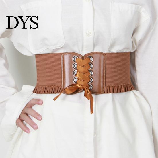 Women Wide Belt Corset Waist for Lace Up Tied Waspie Trendy Elastic Dresses Halloween Pirate Costume Accessory Retro Design