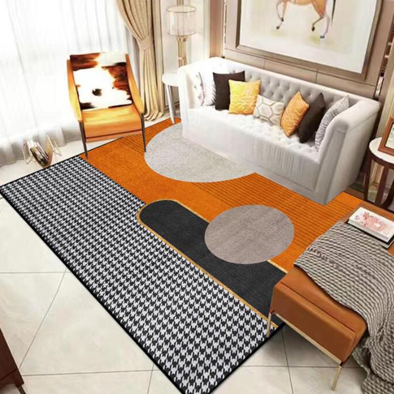 Geometric Orange Carpet Living Room Modern Home Decoration Bedroom Large Area Rugs Washable Antiskid Lounge Floor Mats Doorstep