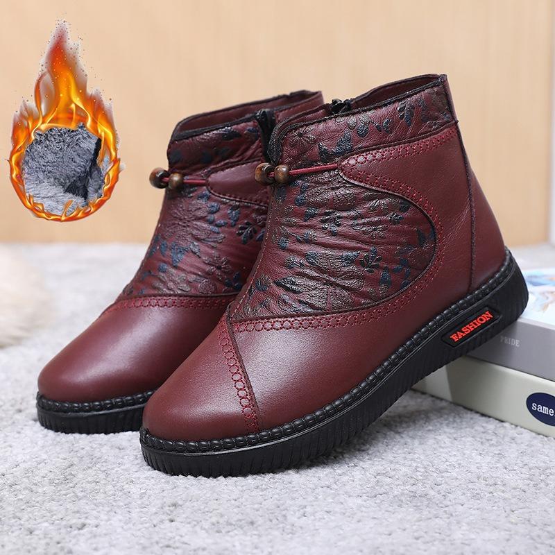 Women's Winter Cotton Shoes Plush Warm Snow Boots for Women Outdoor Non Slip Lightweight Flower Tassel Boots Female Botas Mujer