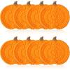 8 Pcs Crochet Pumpk Coaster Handmade Knitted Drink Coaster Set Autumn Drink Cup Pad Mats Absorbent Bottle Mug Place Mats for Table Protection Fall