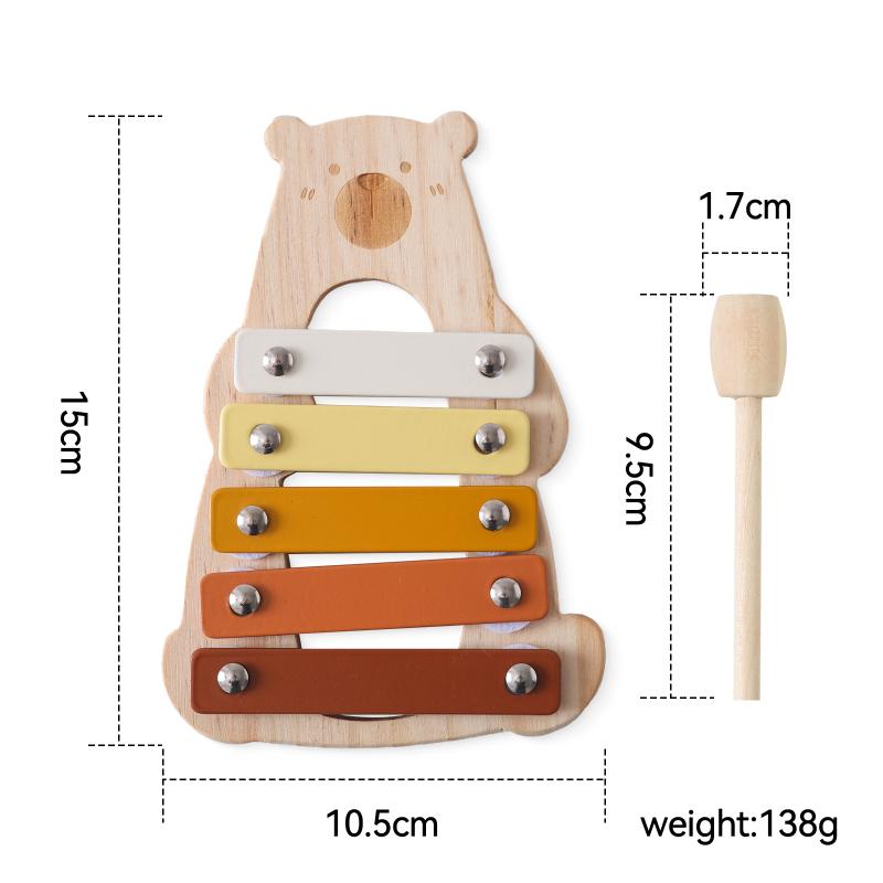 Montessori Wooden Toy Multicolor Xylophone Bell Beads Drum Column Musical Instrument Toy Kid Educational Musical Instrument Gift
