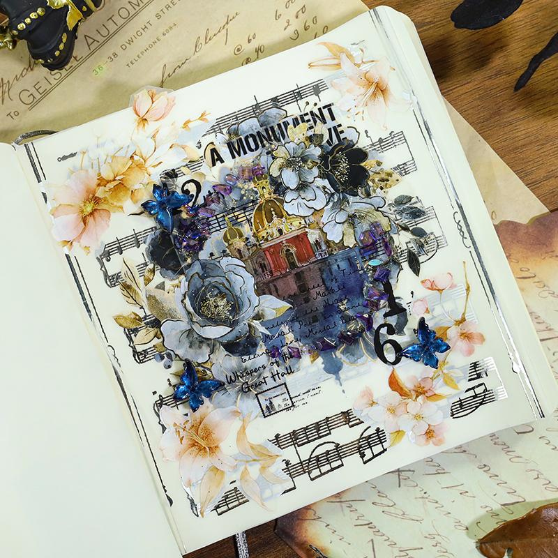 70mm*200cm Vintage Coffee Castle Landscape PET Tape Creative DIY Journal Material Collage Scrapbooking Stationery