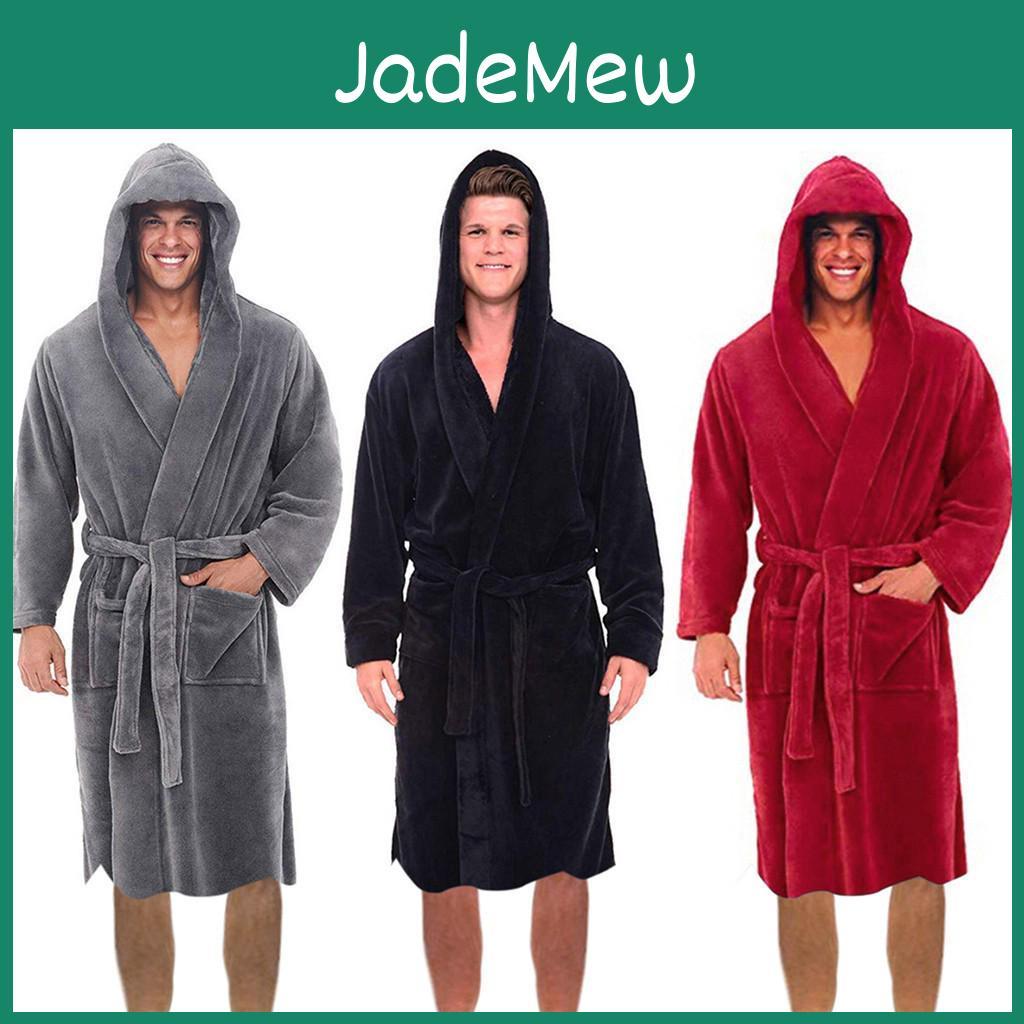 Plüschschal Verlängert Herren Winter Bademantel Hauskleidung Langärmeliger Bademantel Mantel